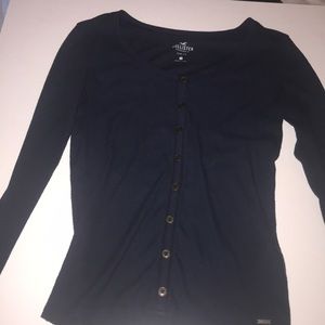 Navy Blue Slim Long Sleeve Shirt!